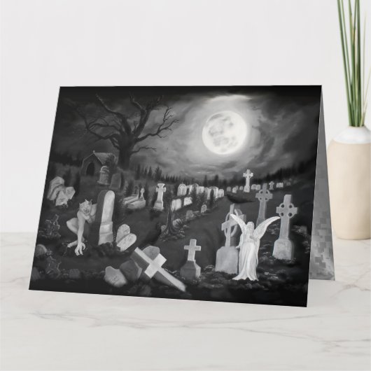 's Nachts op het kerkhof - Angel met Devil Kaart (Voorkant)