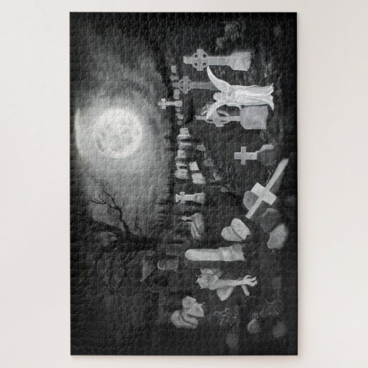 's Nachts op het kerkhof - Angel met Devil Legpuzzel (Verticaal)