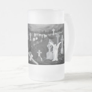 's Nachts op het kerkhof - Angel met Devil Matglas Bierpul