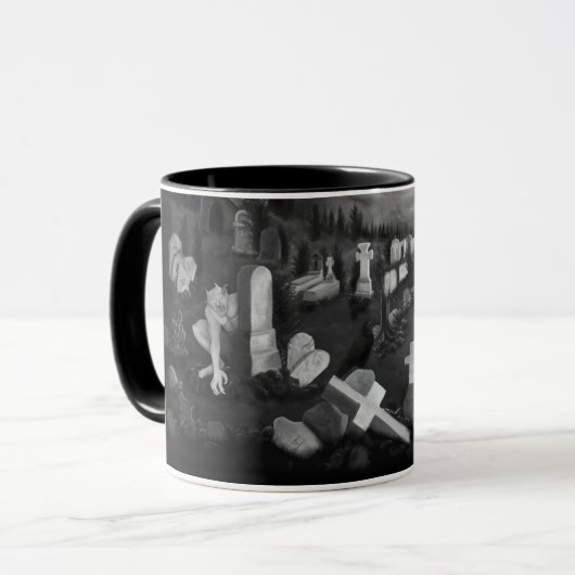 's Nachts op het kerkhof - Angel met Devil Mok (Voorkant links)