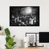 's Nachts op het kerkhof - Angel met Devil Poster (Thuiskantoor)