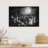 's Nachts op het kerkhof - Angel met Devil Poster (Keuken)