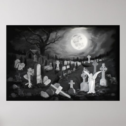 's Nachts op het kerkhof - Angel met Devil Poster (Voorkant)