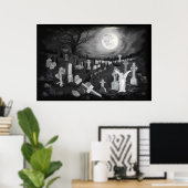 's Nachts op het kerkhof - Angel met Devil Poster (Thuiskantoor)