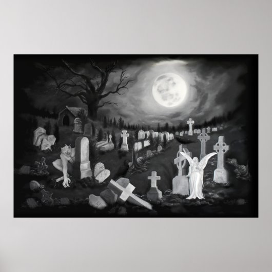 's Nachts op het kerkhof - Angel met Devil Poster (Voorkant)