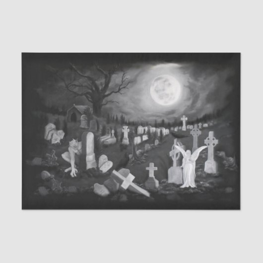 's Nachts op het kerkhof - Angel met Devil Tissuepapier (Voorkant)
