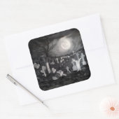 's Nachts op het kerkhof - Angel met Devil Vierkante Sticker (Envelop)