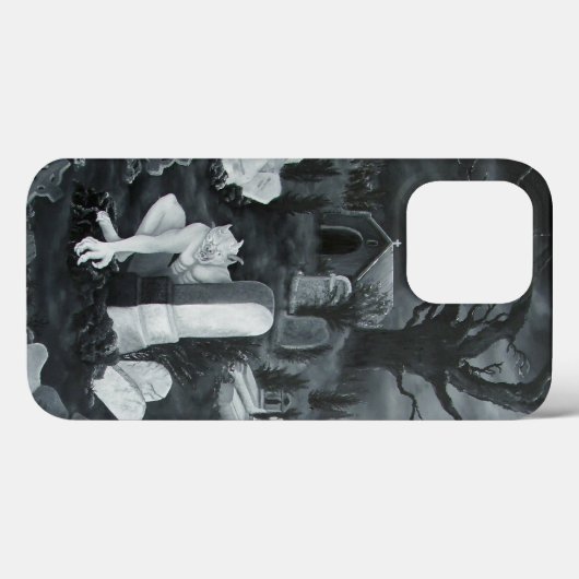 's Nachts op het kerkhof - Devil Case-Mate iPhone Case (Achterkant (horizontaal))
