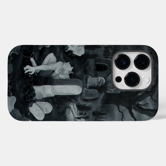 's Nachts op het kerkhof - Devil Case-Mate iPhone Case (Achterkant (horizontaal))