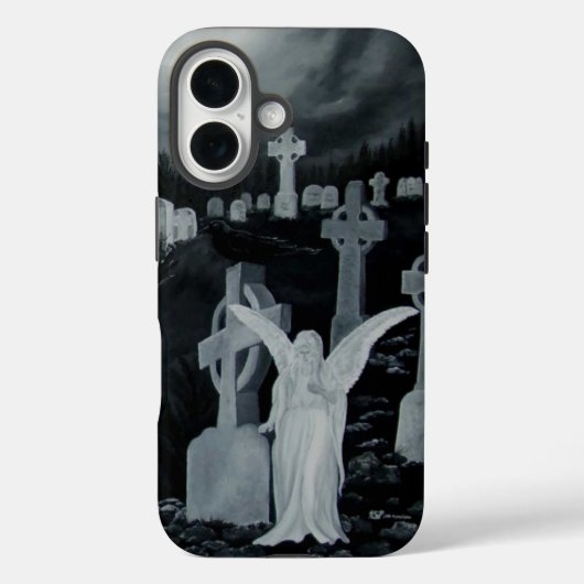 's Nachts op het kerkhof - engel met Crow Case-Mate iPhone Case (Achterkant)