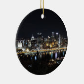 's nachts skyline in Pittsburgh van Mount Washingt Keramisch Ornament (Rechts)