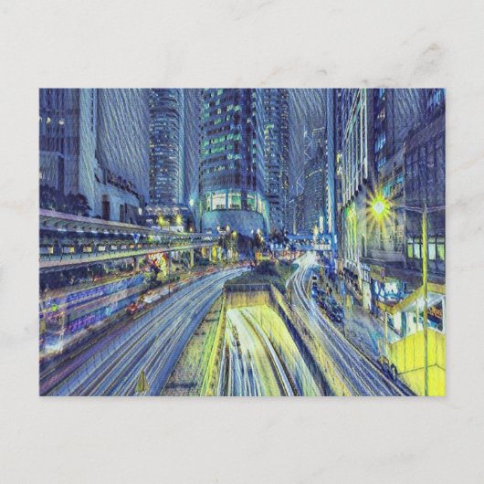 's Nachts-tijd in Hongkong Briefkaart (Voorkant)