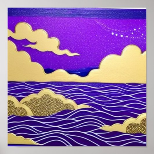 's Nachts troebel Zee Poster (Voorkant)