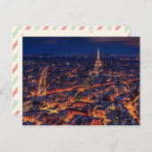 's Nachts uitzicht van Parijs met een schattige ro Briefkaart (Voorkant / Achterkant)
