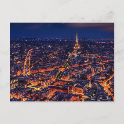 's Nachts uitzicht van Parijs met een schattige ro Briefkaart (Voorkant)