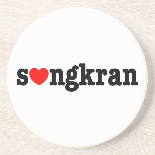 s ❤ ngkran ~ Heart (Love) Songkran Zandsteen Onderzetter