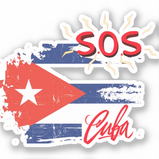S.O.S. Cuba Aangepaste vinylSticker Sticker (Voorkant)