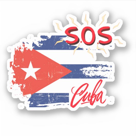 S.O.S. Cuba Aangepaste vinylSticker Sticker (Voorkant)