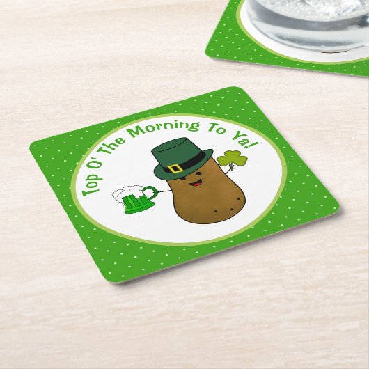 's Ochtends boven op Ya Irish Potato Kartonnen Onderzetters (Schuin)