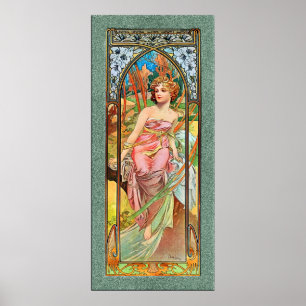 's Ochtends wakker worden door Alphonse Mucha Poster