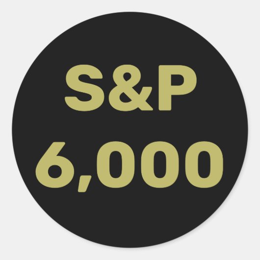 S&P 6.000 Niveau Aandelenmarktindex Viering Ronde Sticker (Voorkant)