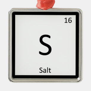 S - Periodiek tabelelement Salt Chemistry Symbool Metalen Ornament