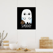 S-poo-ky Funny Ghost Poop Pun Dark BG Poster (Keuken)