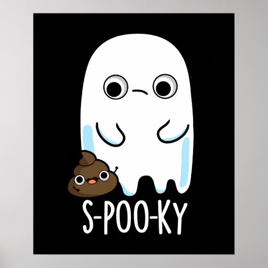 S-poo-ky Funny Ghost Poop Pun Dark BG Poster (Voorkant)