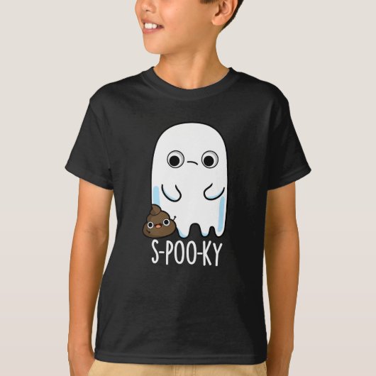 S-poo-ky Funny Ghost Poop Pun Dark BG T-shirt (Voorkant)