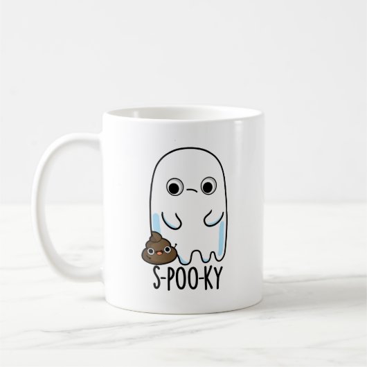 S-poo-ky Funny Ghost Poop Pun Koffiemok (Links)