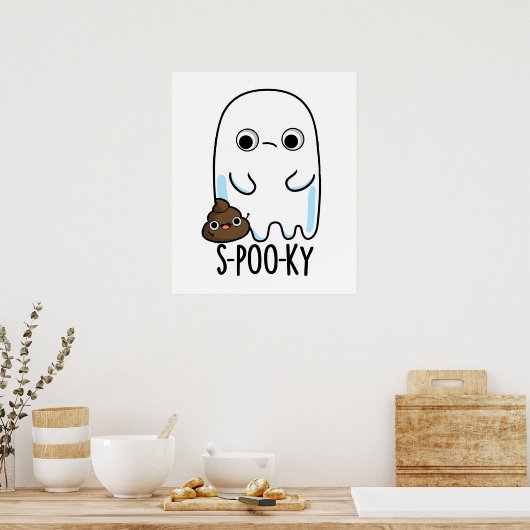 S-poo-ky Funny Ghost Poop Pun Poster (Keuken)
