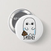 S-poo-ky Funny Ghost Poop Pun Ronde Button 5,7 Cm (Voorkant /achterkant)