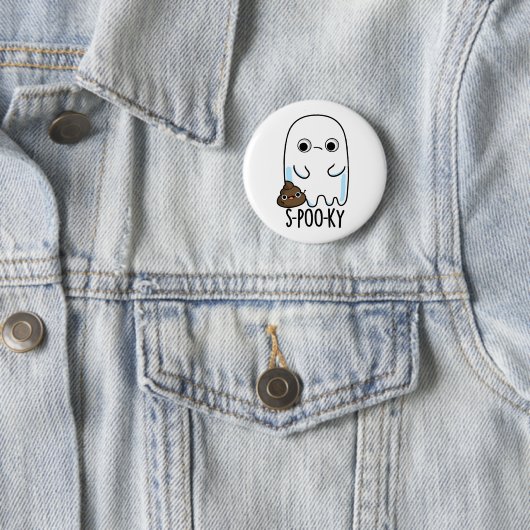 S-poo-ky Funny Ghost Poop Pun Ronde Button 5,7 Cm (In situ)