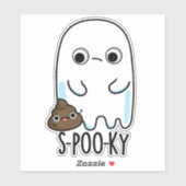 S-poo-ky Funny Ghost Poop Pun Sticker (Vel)