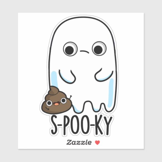 S-poo-ky Funny Ghost Poop Pun Sticker (Vel)