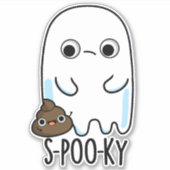 S-poo-ky Funny Ghost Poop Pun Sticker (Voorkant)