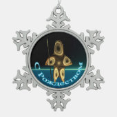 S Rozhdestvom - Fractal Inuit Hunter Tin Sneeuwvlok Ornament (Voorkant)