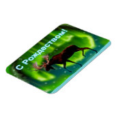 S Rozhdestvom - Northern Lights Moose Magneet (Linkerzijde)