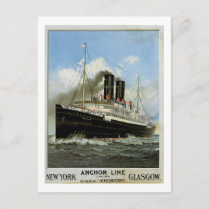 S.S. Caledonië - New York naar en van Glasgow Briefkaart