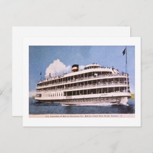 S.S. Columbia of Bob-Lo Excurison Co. Post Card Briefkaart (Voorkant / Achterkant)