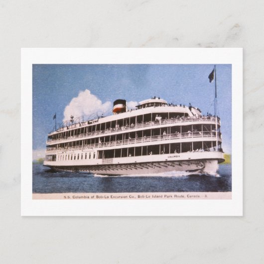 S.S. Columbia of Bob-Lo Excurison Co. Post Card Briefkaart (Voorkant)