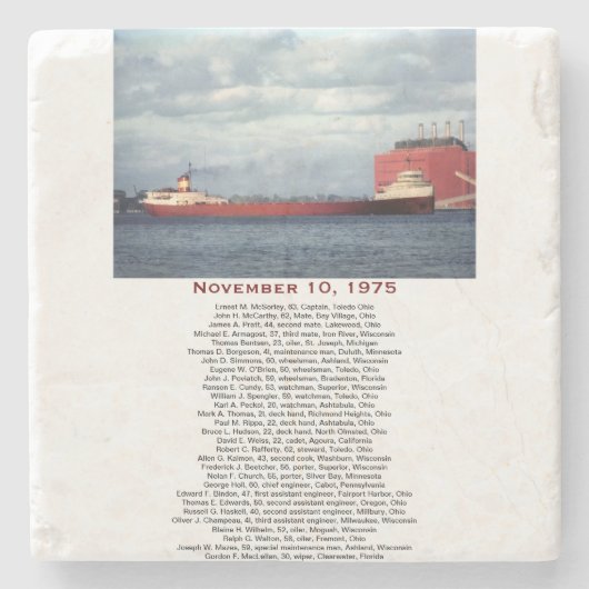 S.S. Edmund Fitzgerald Stone Coaster Stenen Onderzetter (Voorkant)