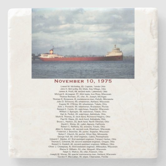 S.S. Edmund Fitzgerald Stone Coaster Stenen Onderzetter (Voorkant)
