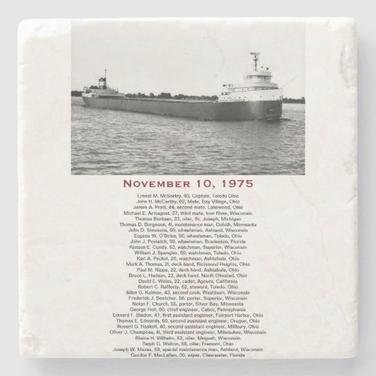 S.S. Edmund Fitzgerald Stone Coaster Stenen Onderzetter (Voorkant)
