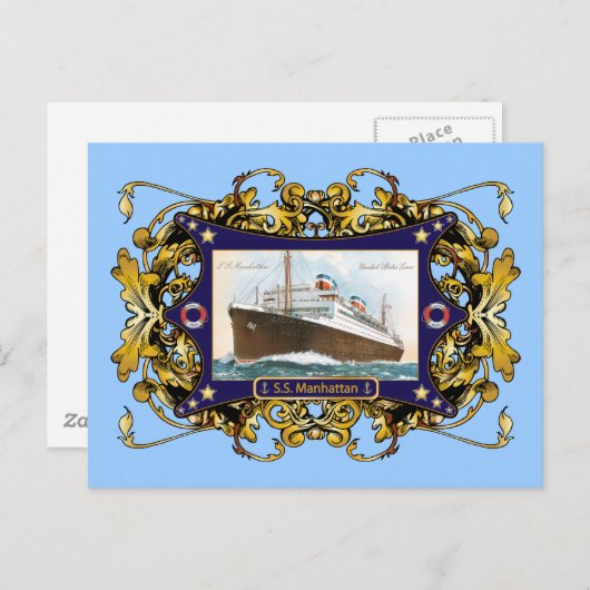 S.S. Manhattan  Steamship Ship Briefkaart (Voorkant / Achterkant)