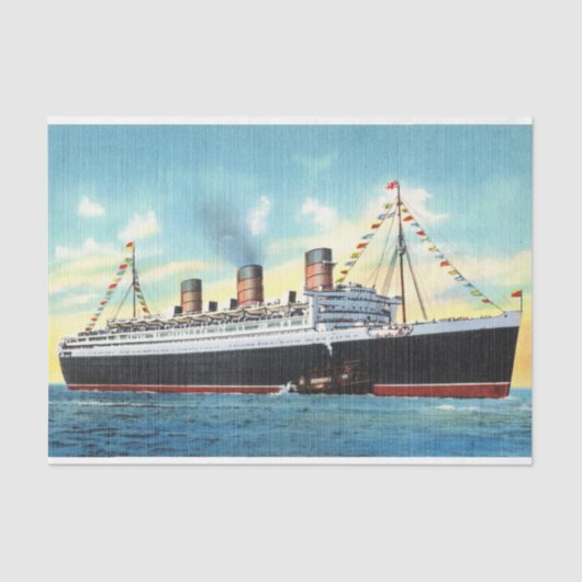 S. S. Queen Mary (1930-1945), een Amerikaans zeeva Tissuepapier (Voorkant)