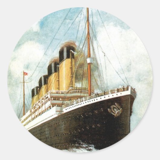 S.S. Titanic op Zee Ronde Sticker (Voorkant)