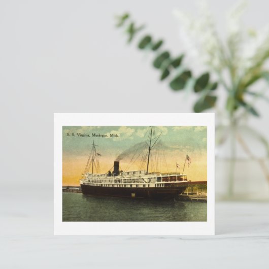 S.S. Virginia, Muskegon, Michigan Briefkaart (Staand voorkant)