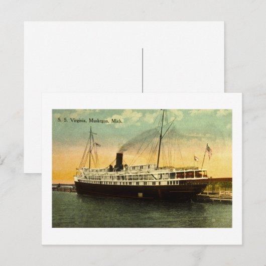 S.S. Virginia, Muskegon, Michigan Briefkaart (Voorkant / Achterkant)