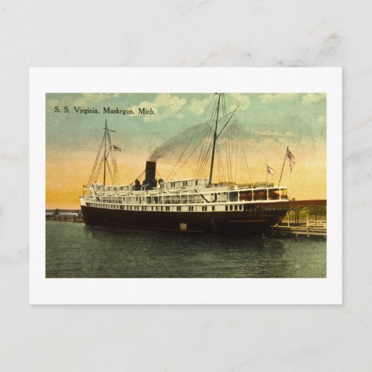 S.S. Virginia, Muskegon, Michigan Briefkaart (Voorkant)